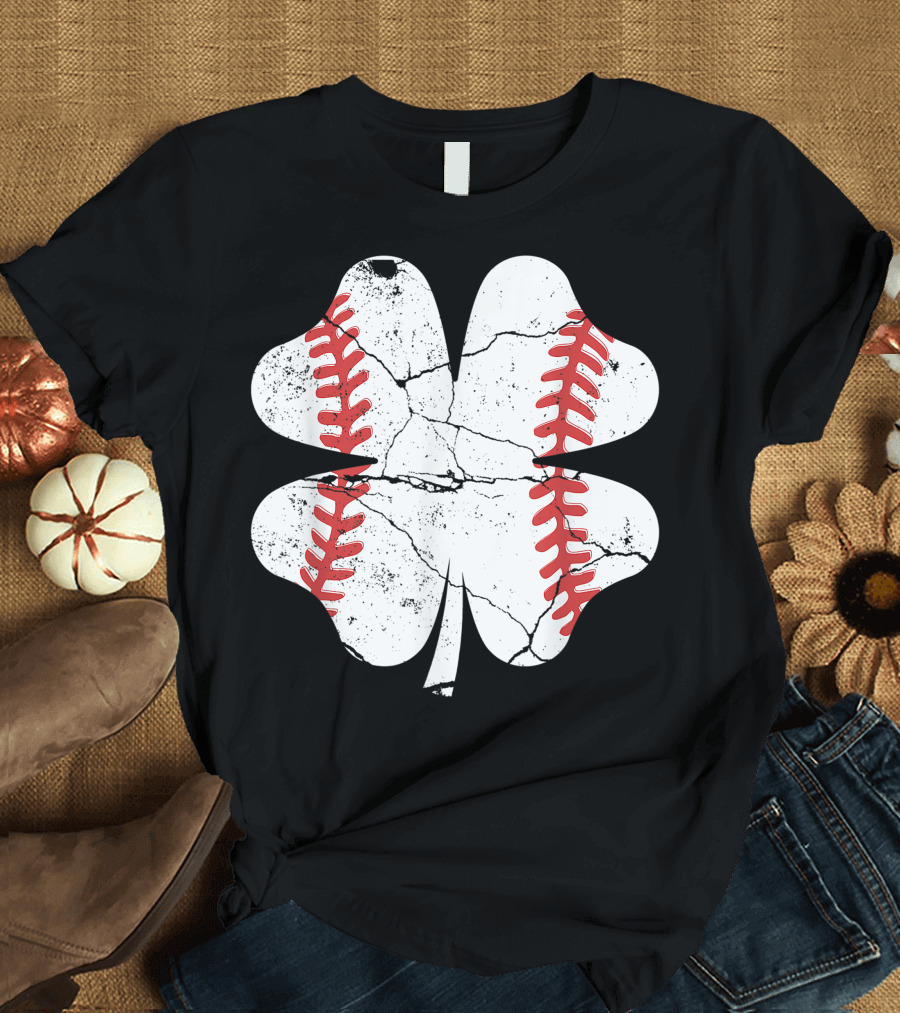 St Patricks Day Boys Shamrock Vintage Baseball T-Shirt