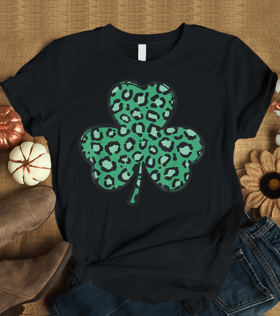 Funny Leopard Pattern Shamrock T-Shirt