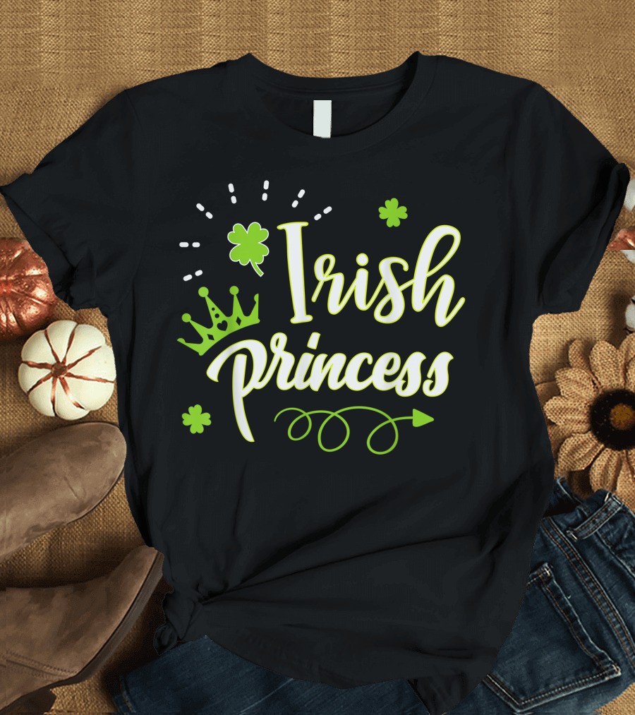 Irish Princess Crown and Shamrocks for St. Patrick's Day Toddler T-Shirt