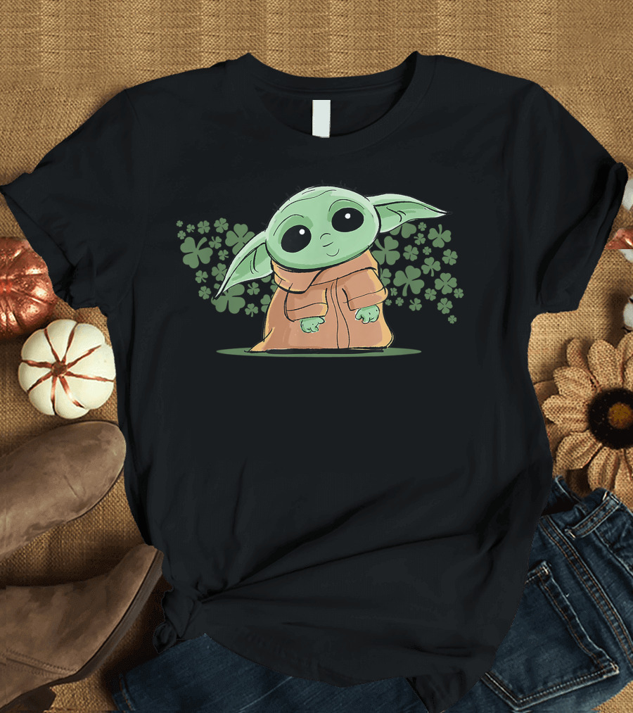 Star Wars The Mandalorian The Child Green with Shamrocks T-Shirt