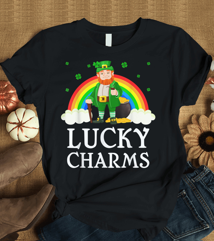 Lucky Charms Rainbow Shamrock Leprechaun St. Patrick's Day Irish T-Shirt