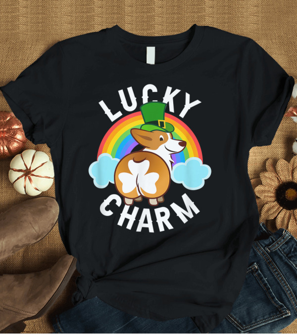 T-Shirt: Corgi Leprechaun Lucky Charm Rainbow Hat T-Shirt Corgi Leprechaun Lucky Charm Rainbow Hat T-Shirt
