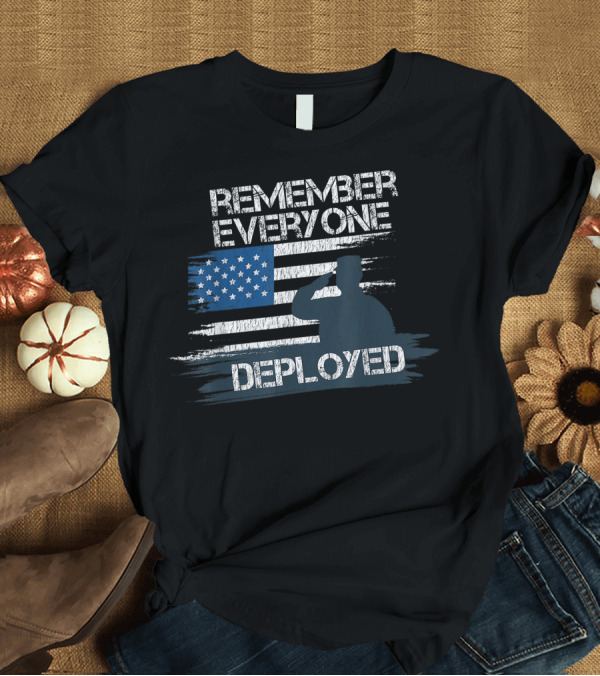 T-Shirt: Remember Everyone Deployed Silhouette with Flag Red Friday Veteran T-Shirt Remember Everyone Deployed Silhouette with Flag Red Friday Veteran T-Shirt
