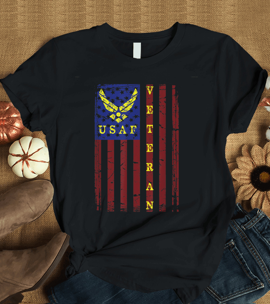 USAF Veteran American Flag T-Shirt