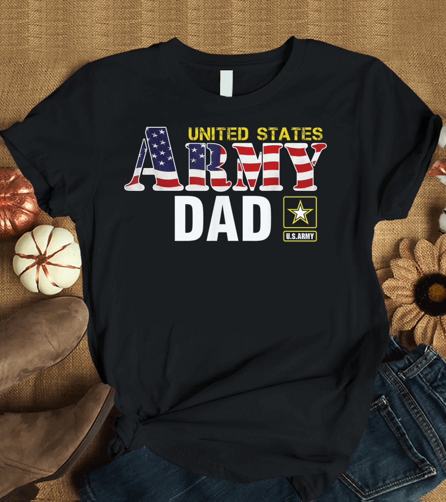 United States Army Dad American Flag U.S. Army Veteran T-Shirt
