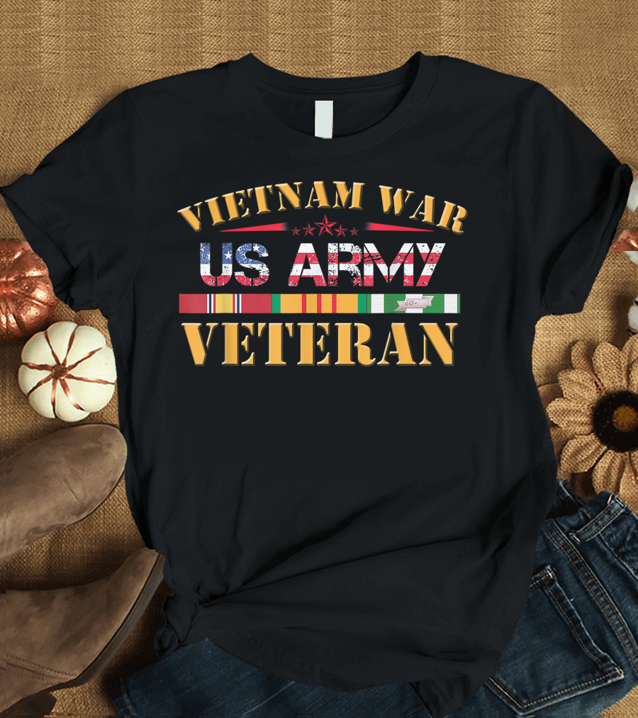 Vietnam War US Army Veteran With Service Medals T-Shirt