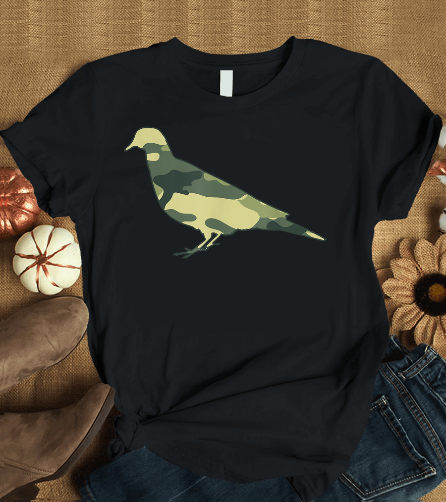 Military Camo Pigeon Bird Dove Veteran Men Print T-Shirt