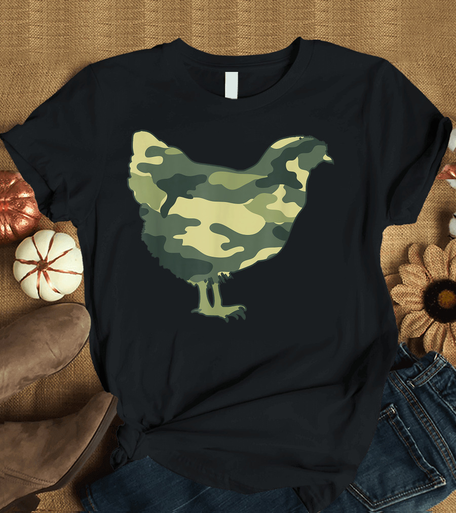 Military Camo Chicken Hen Fowl Veteran Men Print T-Shirt