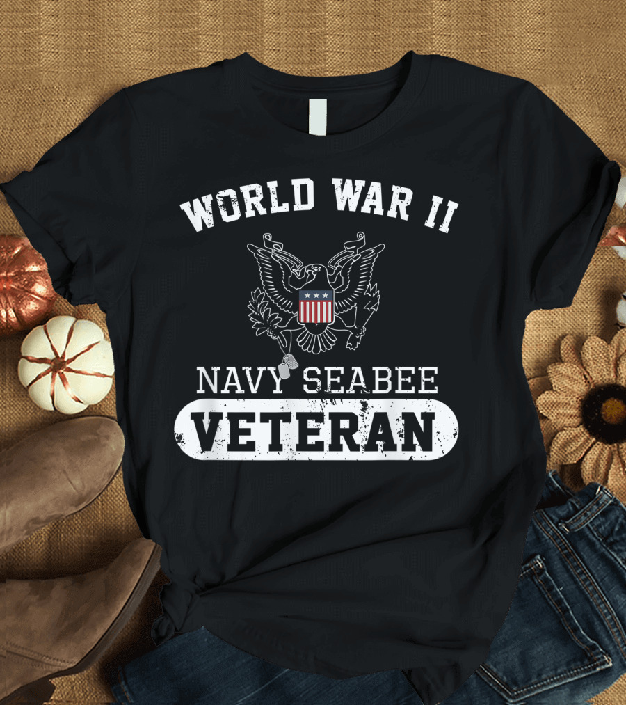 World War II Navy Seabee Veteran Eagle Emblem T-Shirt