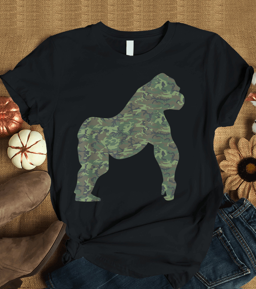 Military Camo Gorilla Us Veteran Ape Animal Print T-Shirt