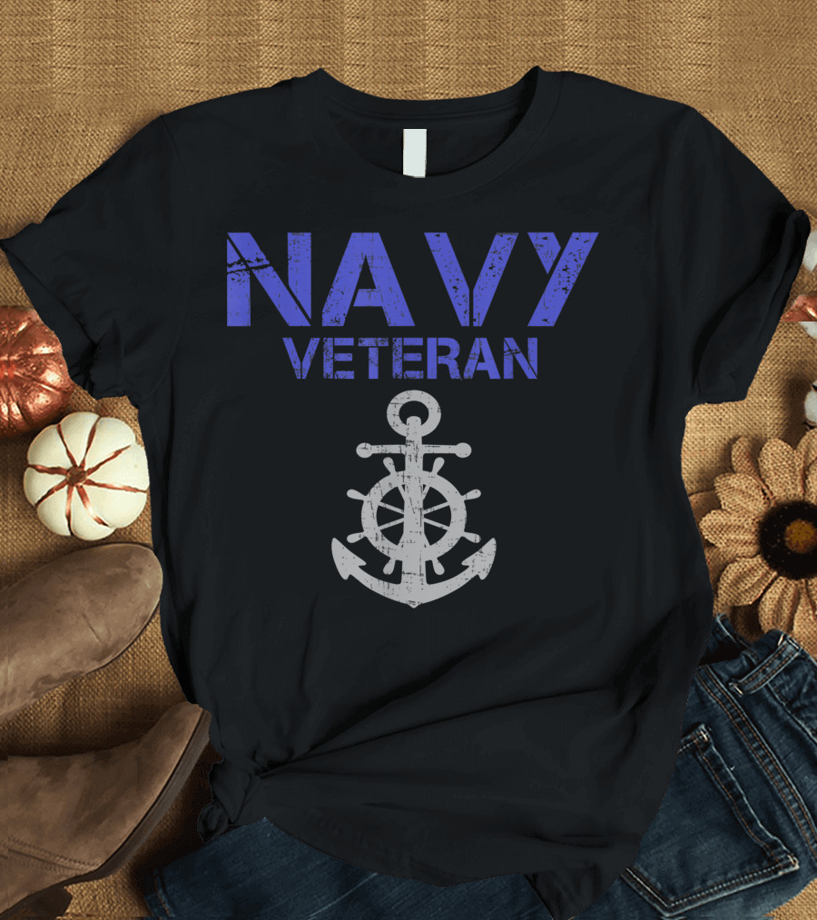 Navy Veteran Anchor Wheel T-Shirt