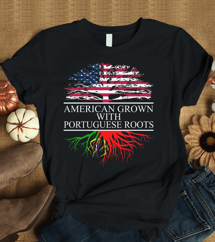 American Grown with Portuguese Roots Flag of Portugal Tree T-Shirt