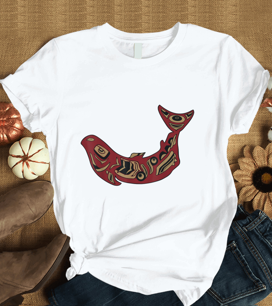 Pacific Northwest Native American Indian Salmon Fish Totem T-Shirt