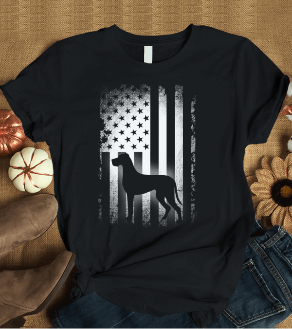 T-Shirt: Great Dane Silhouette American Flag USA Patriotic Dog T-Shirt Great Dane Silhouette American Flag USA Patriotic Dog T-Shirt