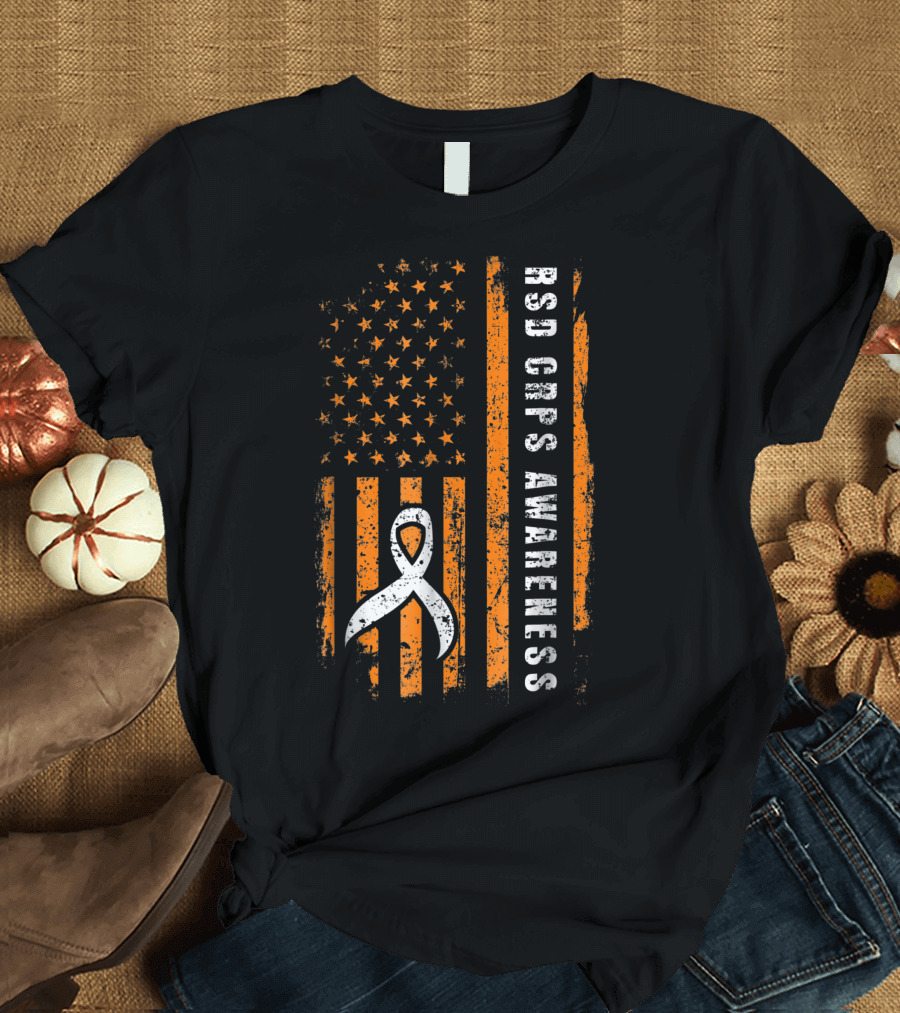 RSD CRPS Awareness USA American Flag Orange T-Shirt
