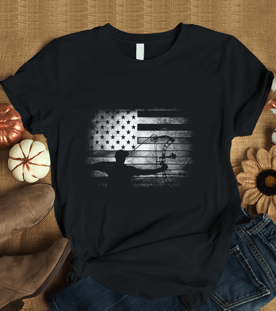 Archery American Flag USA Patriotic Player Bow Hunting T-Shirt