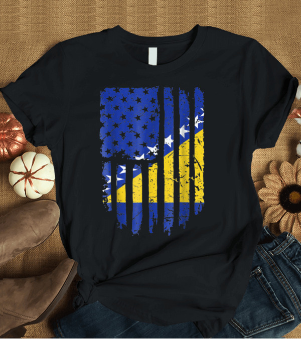 T-Shirt: Patriotic USA Bosnia Loves American Bosnian Flag Dual Colors Fusion T-Shirt Patriotic USA Bosnia Loves American Bosnian Flag Dual Colors Fusion T-Shirt