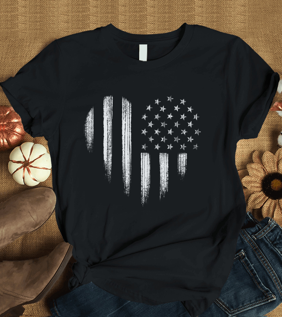 White Patriotic American Flag Heart USA 4th of July Independence T-Shirt