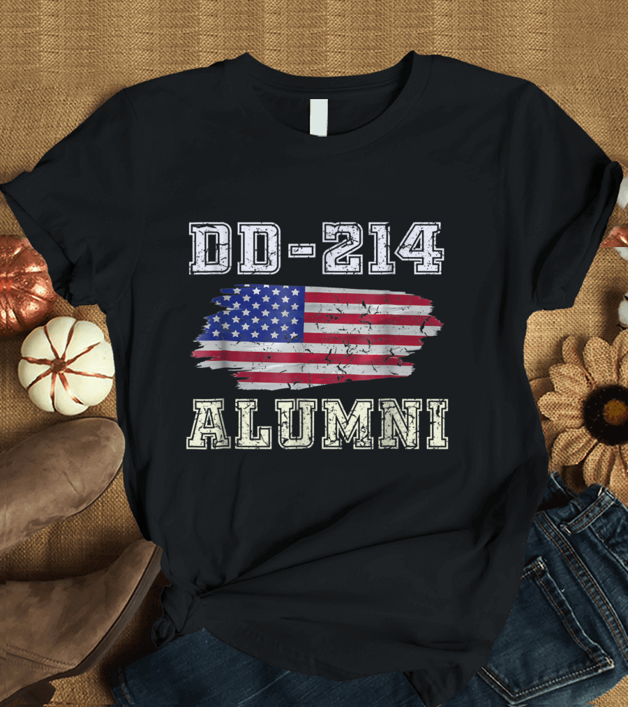 DD-214 Alumni USA American Flag Vintage T-Shirt