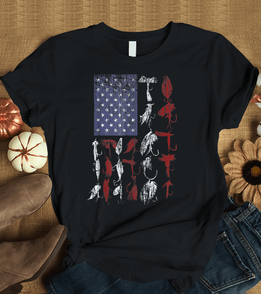 American Flag Fishing Lures T-Shirt