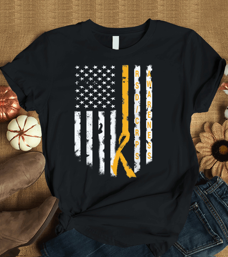 RSD CRPS Awareness American Flag Ribbon Support T-Shirt