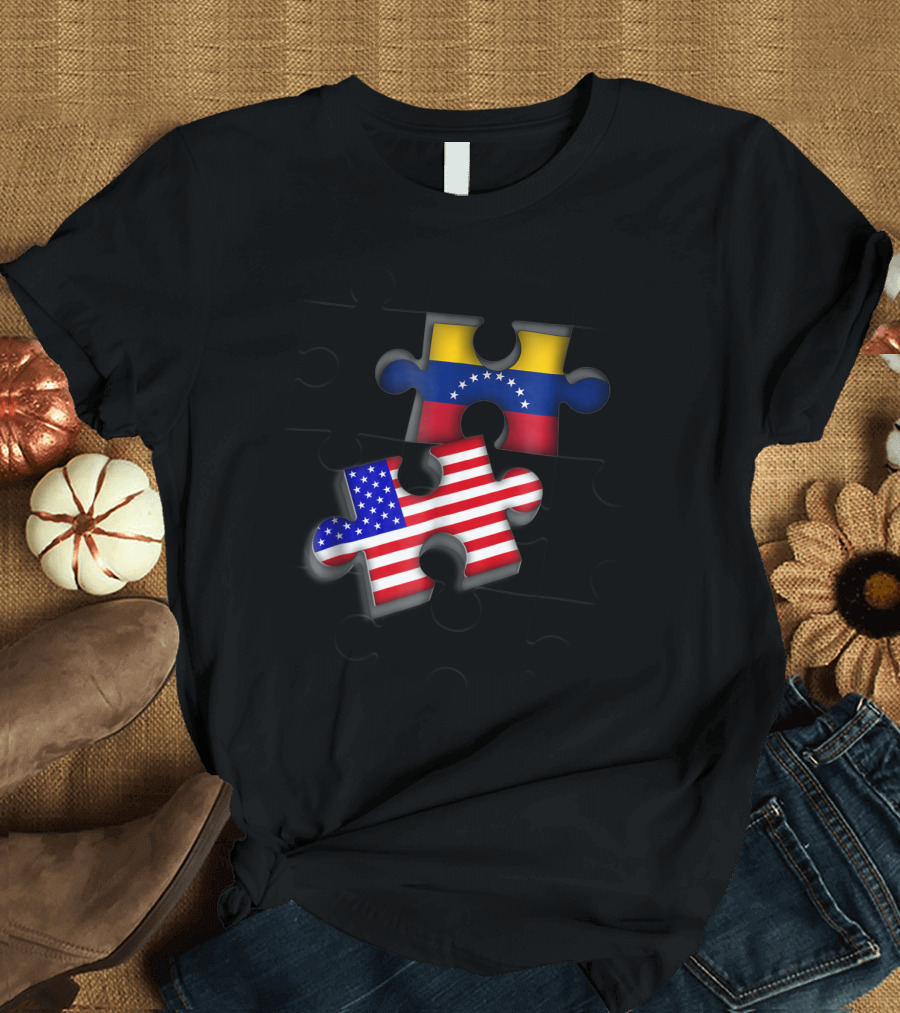 Venezuelan American Dual Flag Puzzle Piece Symbolism T-Shirt