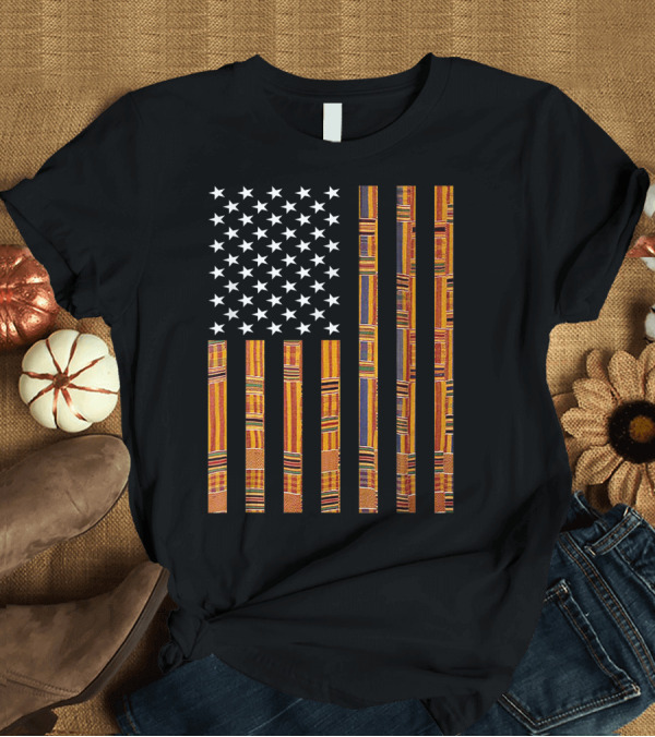 T-Shirt: Dashiki American Flag Kente Afrocentric Top T-Shirt Dashiki American Flag Kente Afrocentric Top T-Shirt