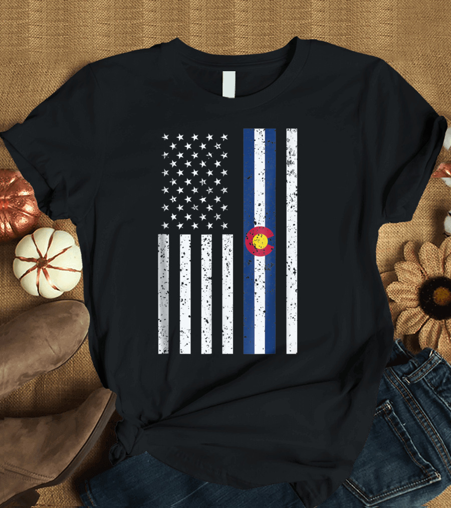 Colorado American Flag Denver Us Flag T-Shirt