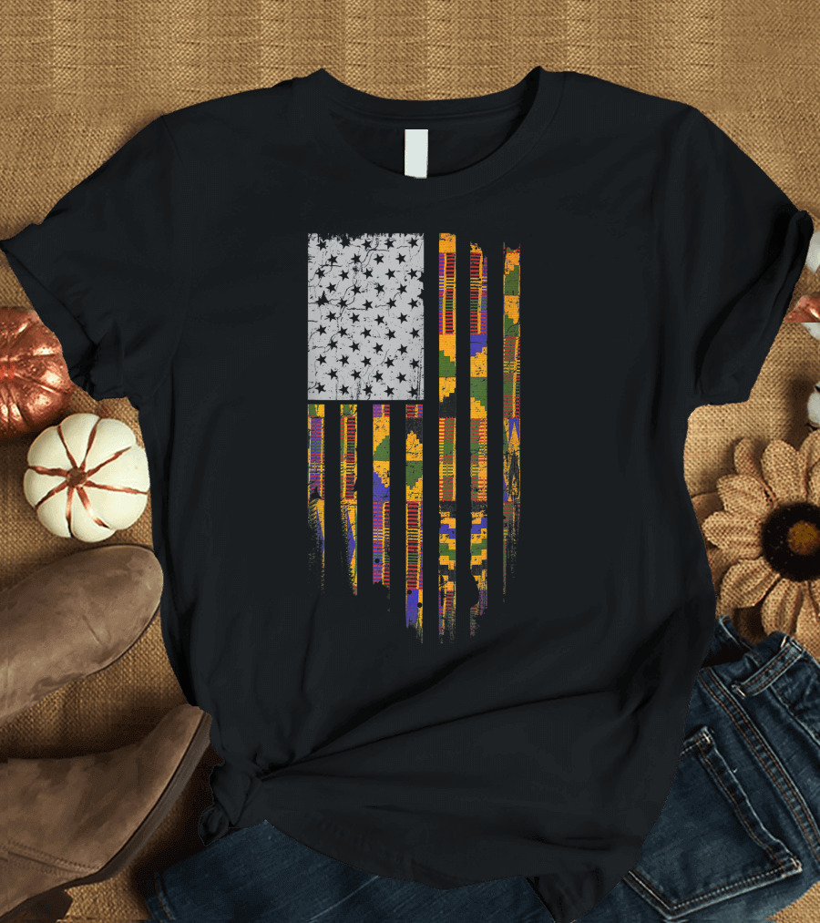 American Kente Cloth Stars and Stripes Flag T-Shirt