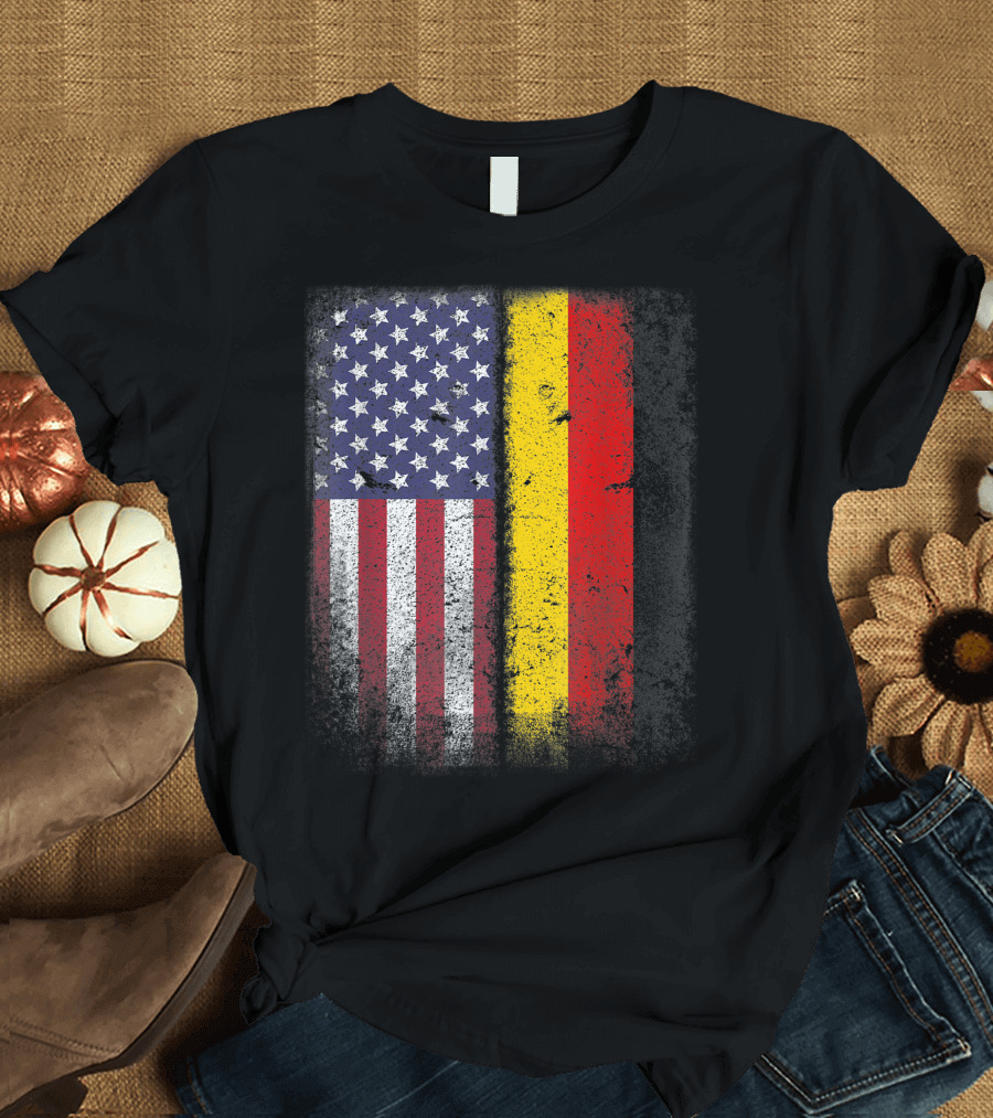 German Grown American Raised USA Germany Flag America Roots T-Shirt