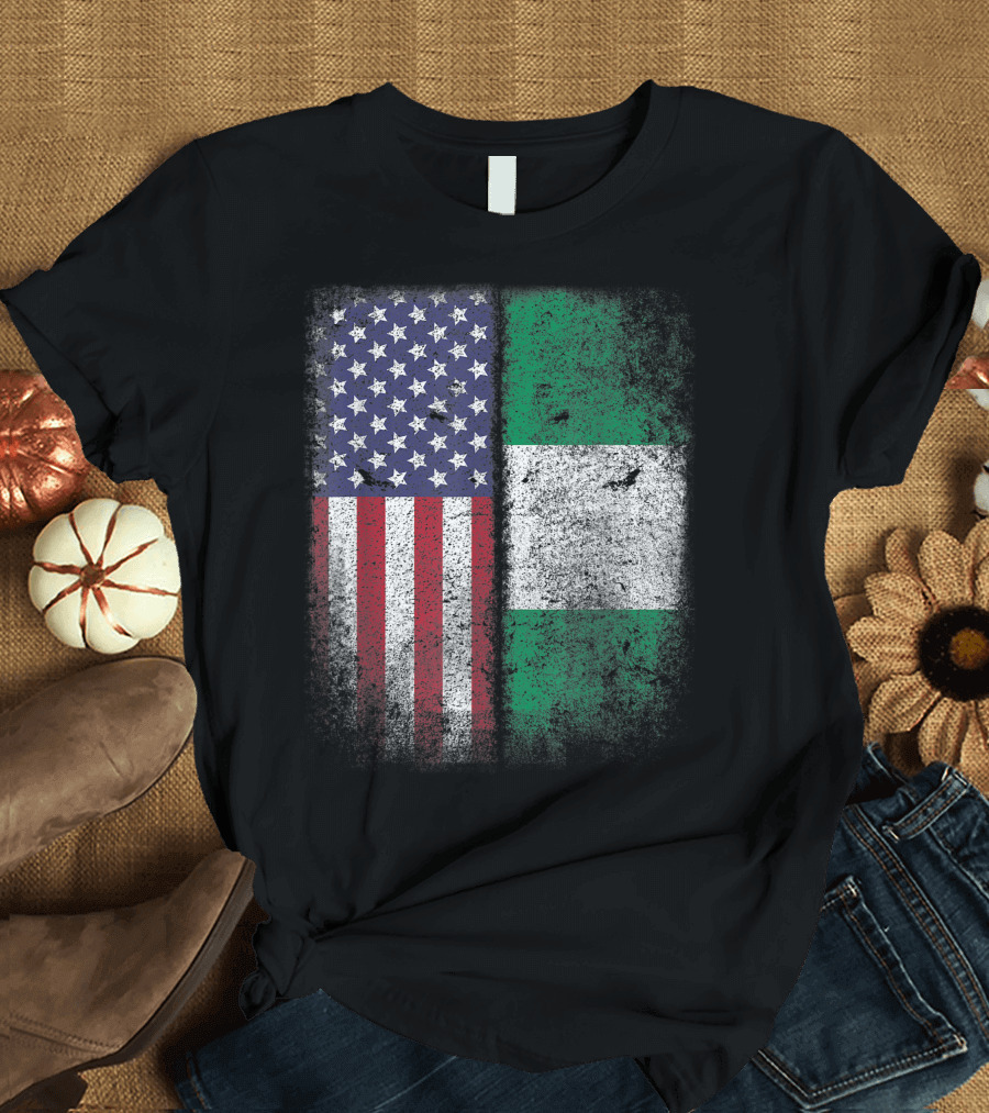 Nigerian American Flag Nigeria USA America Unity Pride T-Shirt