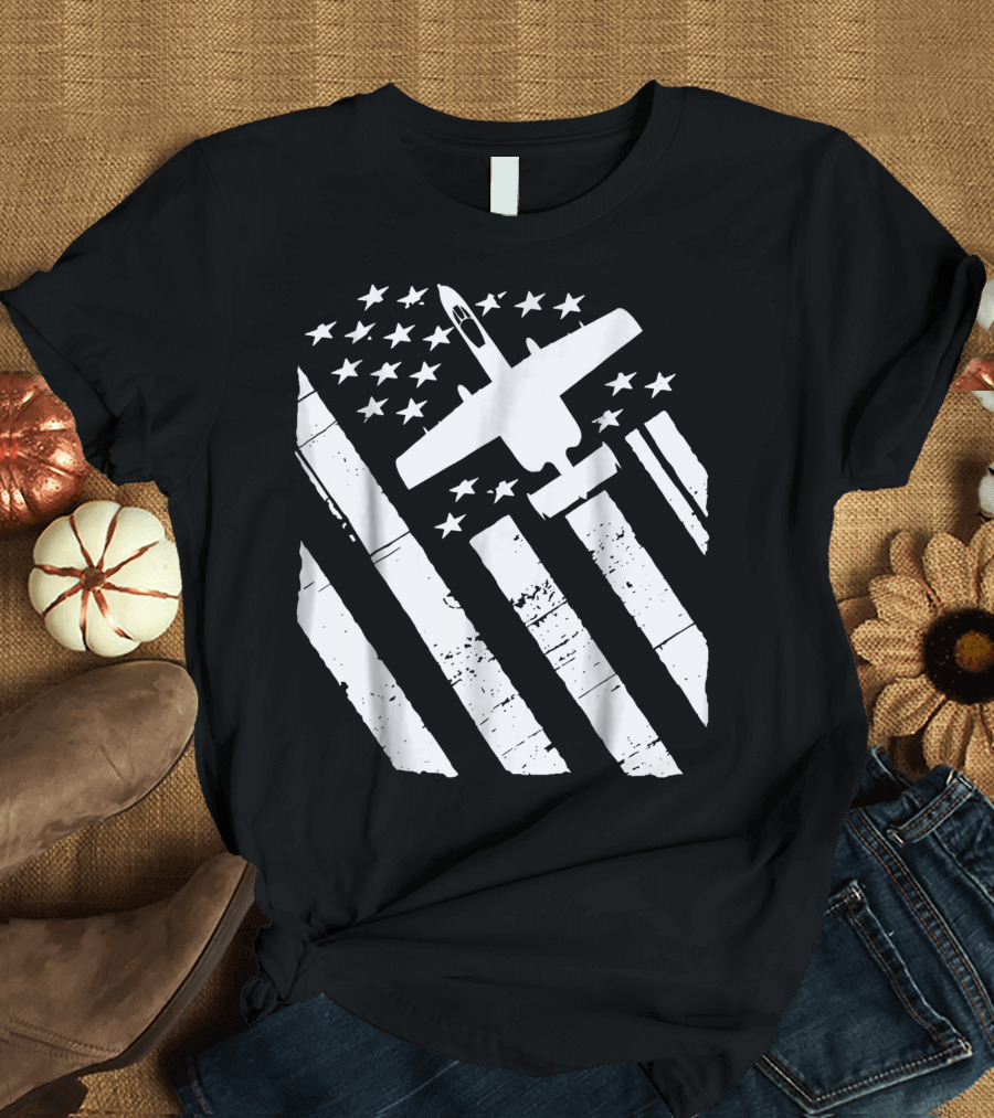 American Flag A 10 Warthog Vintage Patriot Military Aircraft USA T-Shirt