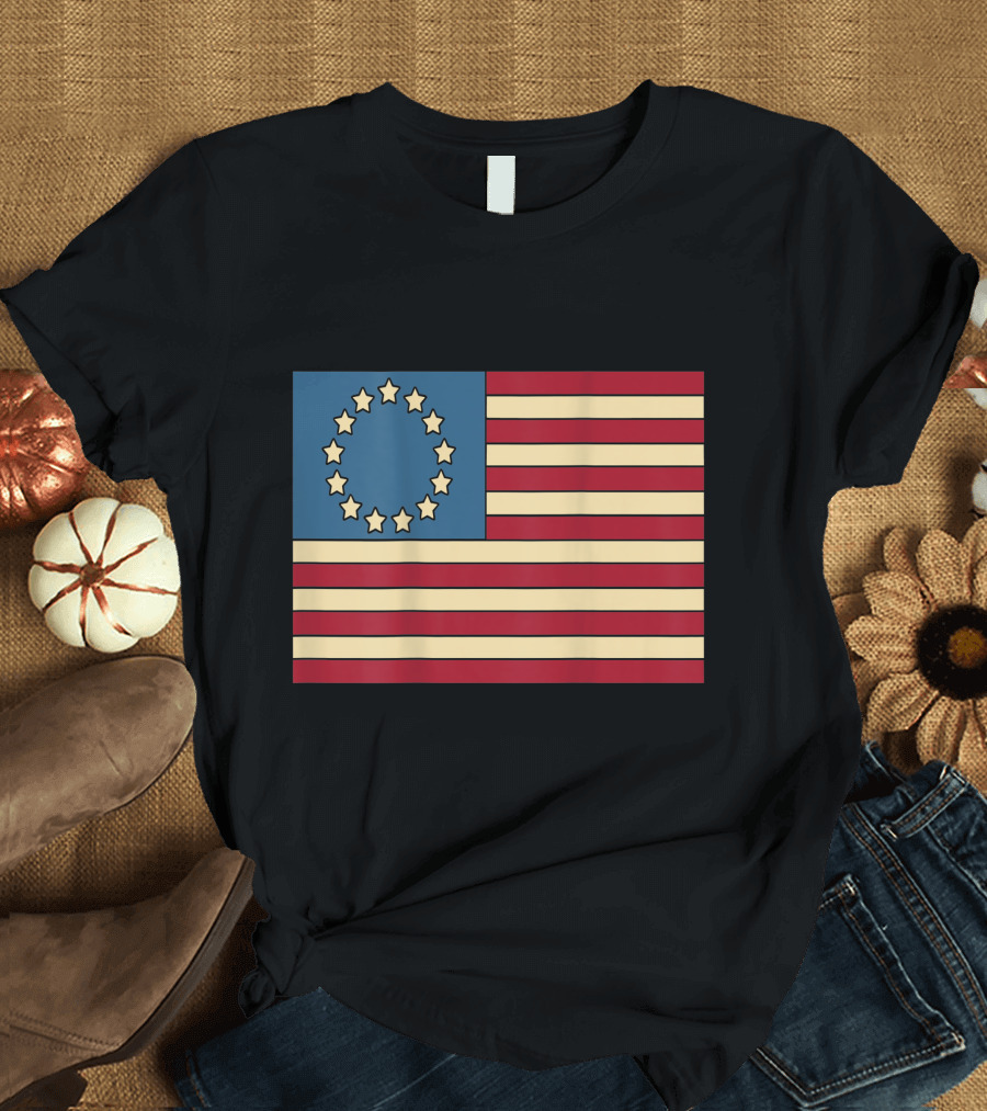Betsy Ross Flag 13 Star American Colony USA Patriot 13 Colonies Flag T-Shirt