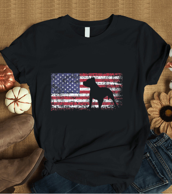 T-Shirt: Pitbull Silhouette with American Flag I Love My Pitbull Patriotic T-Shirt Pitbull Silhouette with American Flag I Love My Pitbull Patriotic T-Shirt