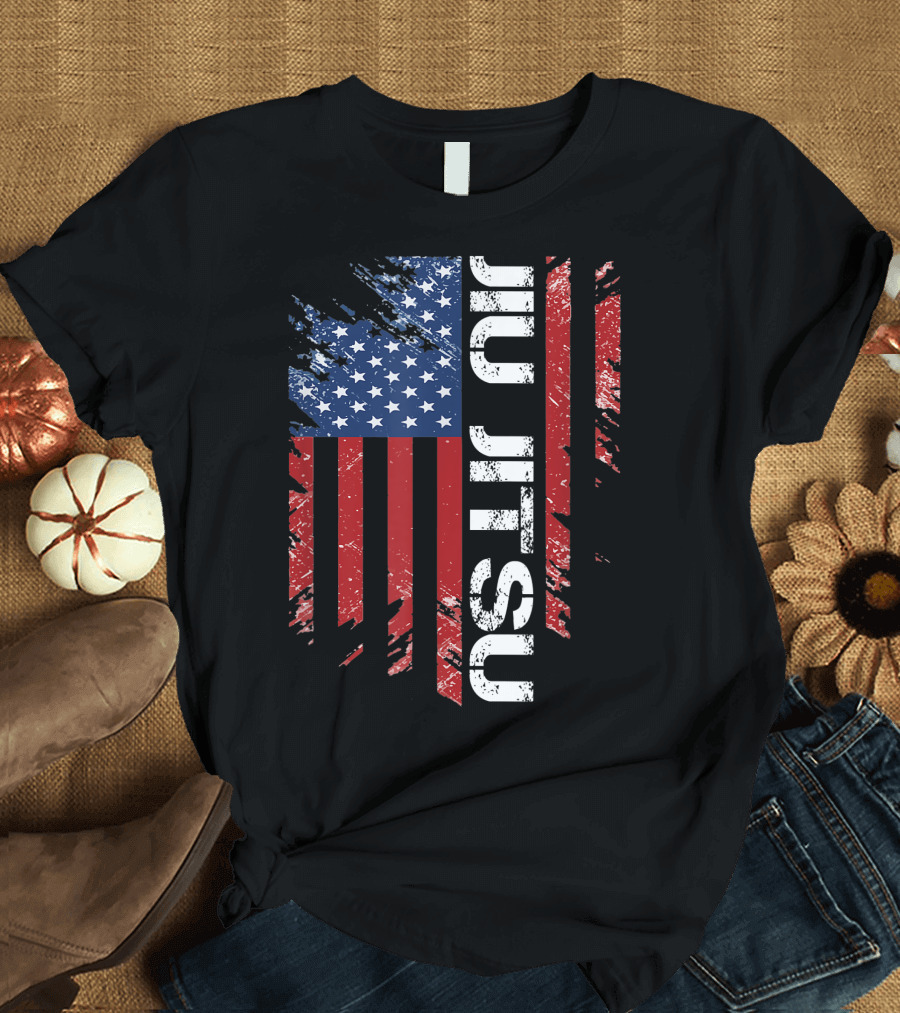 Jiu Jitsu Vintage American USA Flag Brazilian Belts T-Shirt
