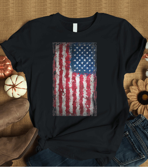T-Shirt: Try Stepping On This Flag Novelty Distressed American Flag T-Shirt Try Stepping On This Flag Novelty Distressed American Flag T-Shirt