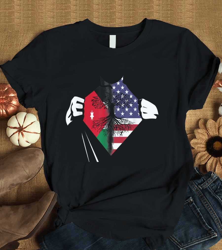 Super American Flag Jordanian Roots USA Jordan Roots T-Shirt