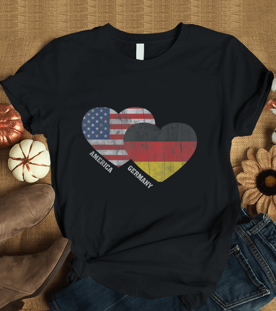 America Germany Heart Flags T-Shirt