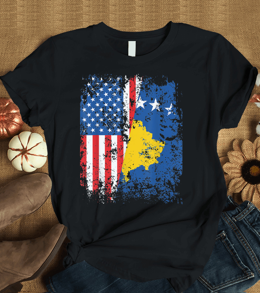 Kosovo American Flag USA Kosovar Dual Flag T-Shirt