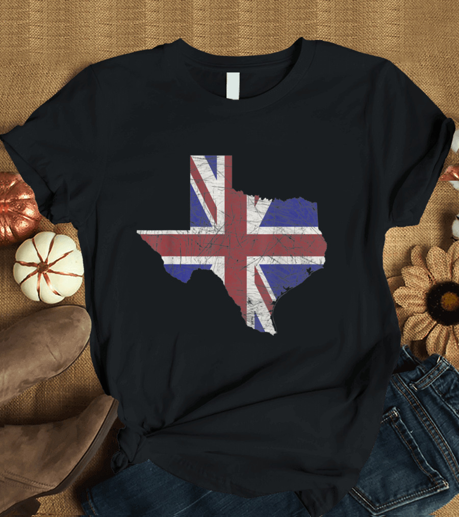 I Love UK Texas Loves England British American in TX Union Jack State T-Shirt