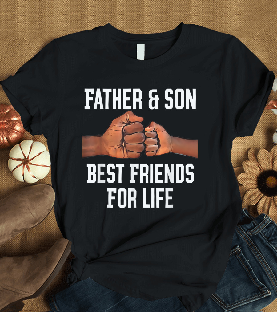 Father and Son Best Friends Fist Bump Black African American T-Shirt