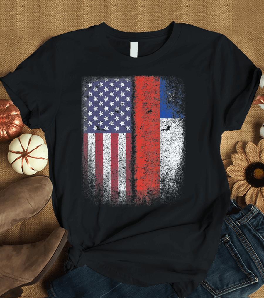 Chilean American Flag Grunge Style Chile USA America Pride T-Shirt