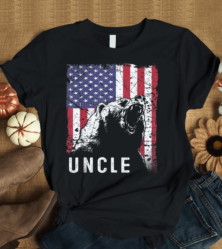 Retro Distressed Uncle Bear American Flag T-Shirt