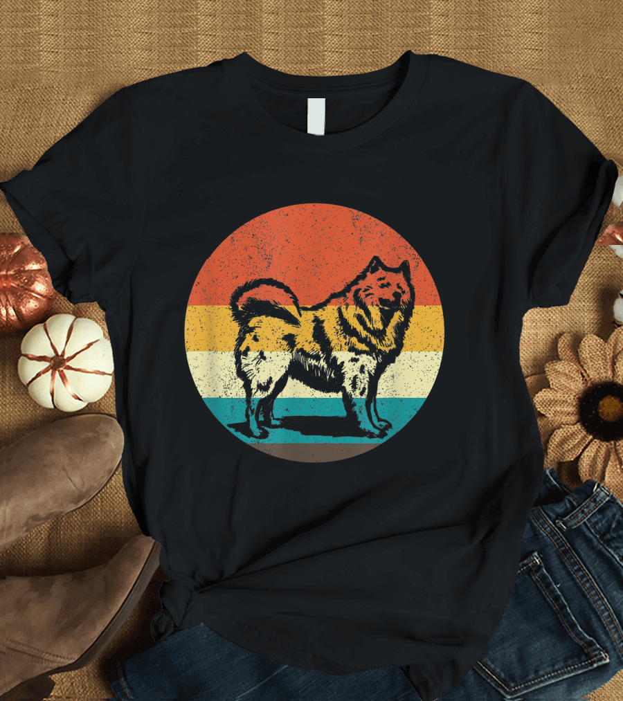 American Eskimo Vintage Dog with Retro Colors T-Shirt
