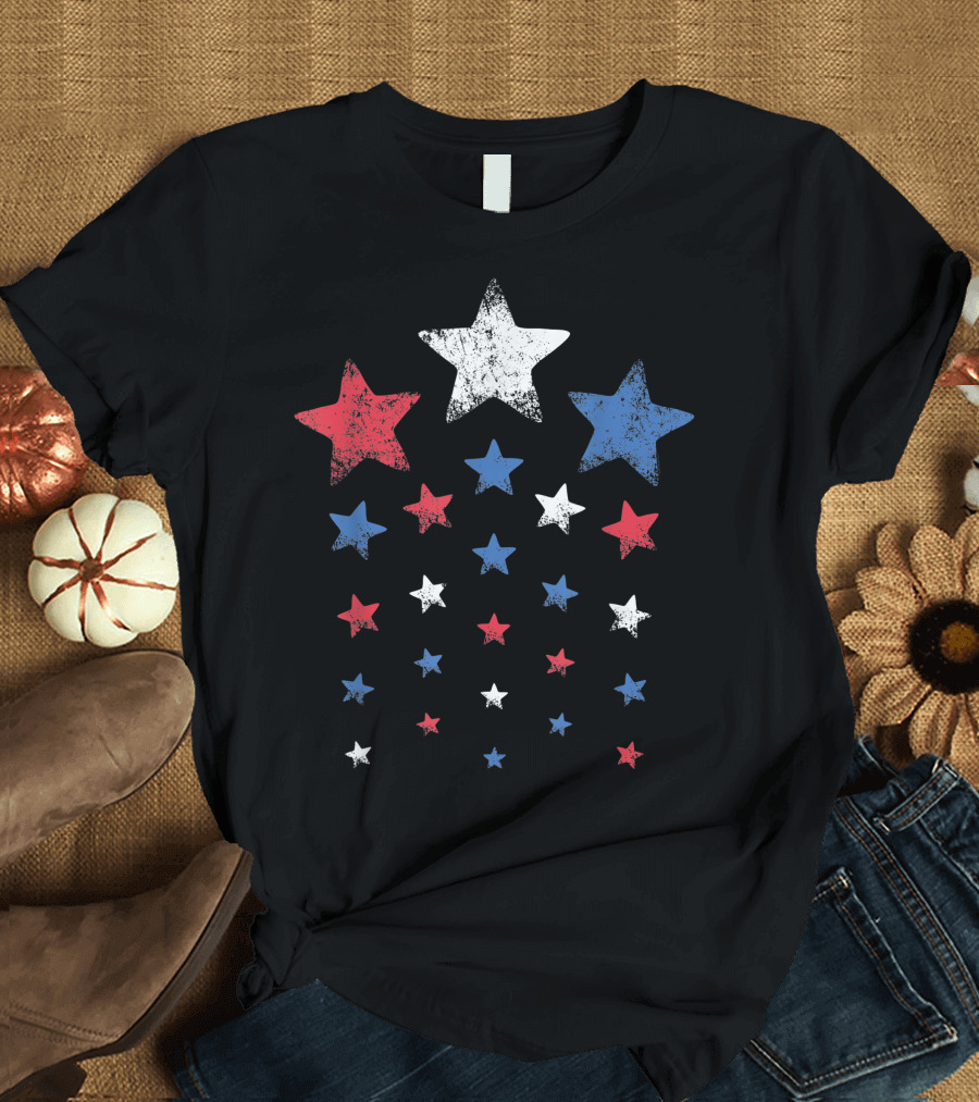 4Th Of July Patriotic American Pride Red White Blue Stars T-Shirt
