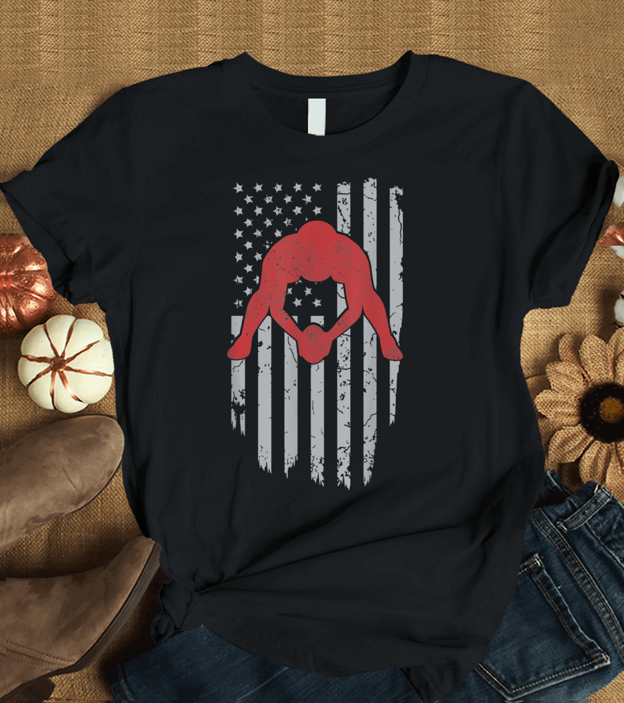 American Flag Offensive Lineman Football Player T-Shirt