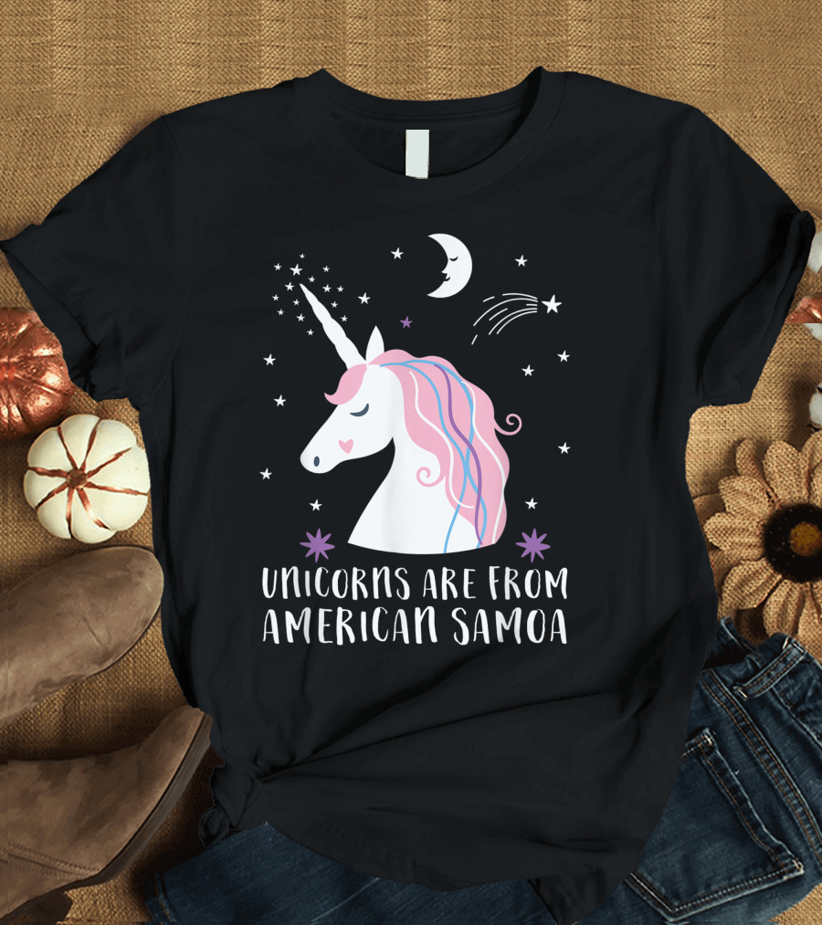 Unicorns Are From American Samoa with Stars and Moon T-Shirt