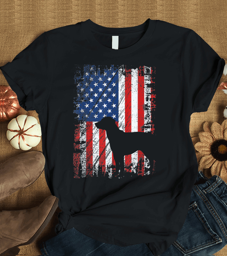 American Flag Black Lab Usa Patriotic Dog T-Shirt