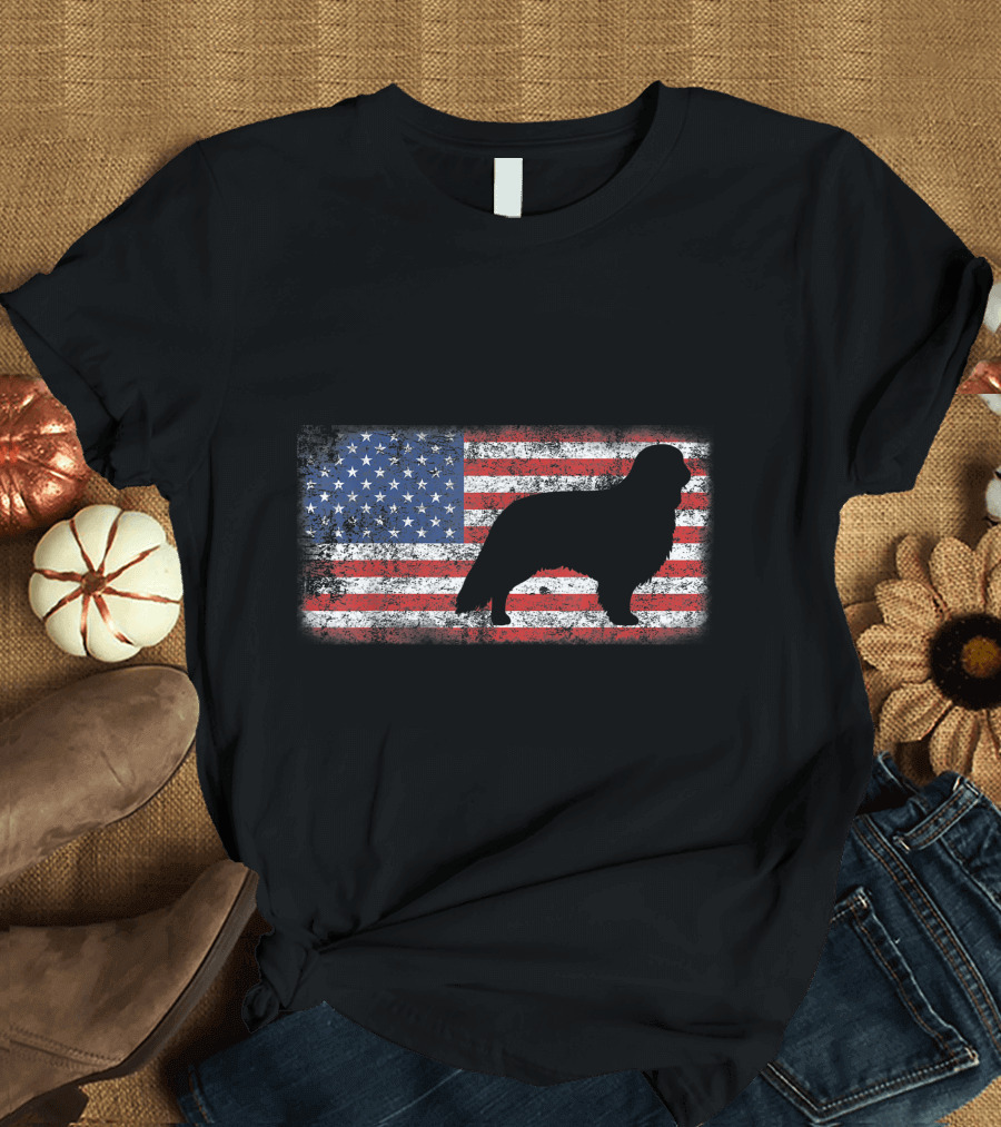 Vintage American Flag English Toy Spaniel Silhouette Patriotic USA T-Shirt