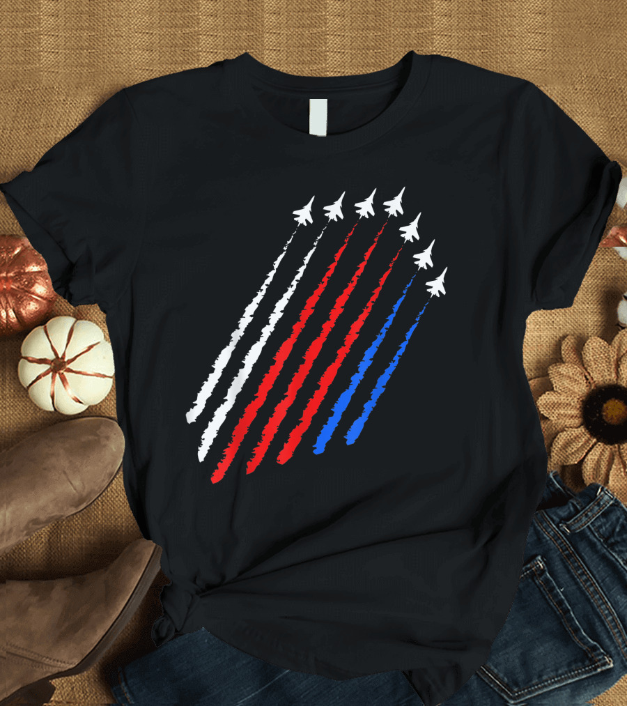 4th Of July Independence Day American Flag Jets T-Shirt